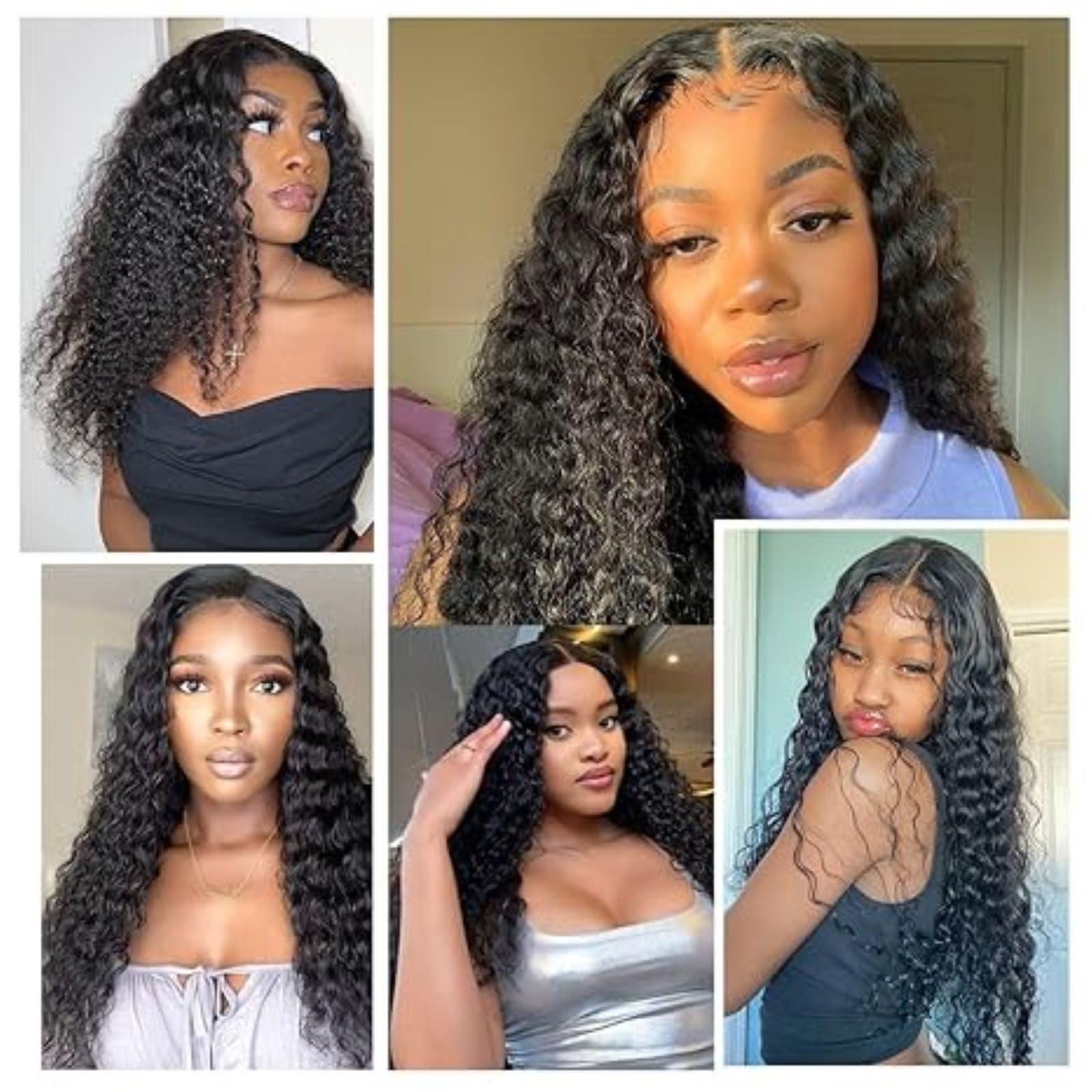 FleurraKa FleurraKa Glueless Wig Real Hair Pre Cut Pre Cut Curly Hair For Beginners Short Deep Curly Bob Wig HD Lace Closure Wig