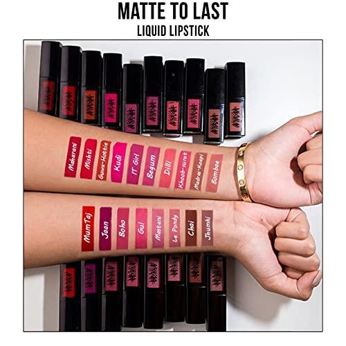 NYKAA Nykaa Cosmetics Matte to Last Transfer Proof Liquid Lipstick - Lip Makeup with Intense Color Payoff - Long Lasting Lip Product - 01 Bombae - 0.16 oz