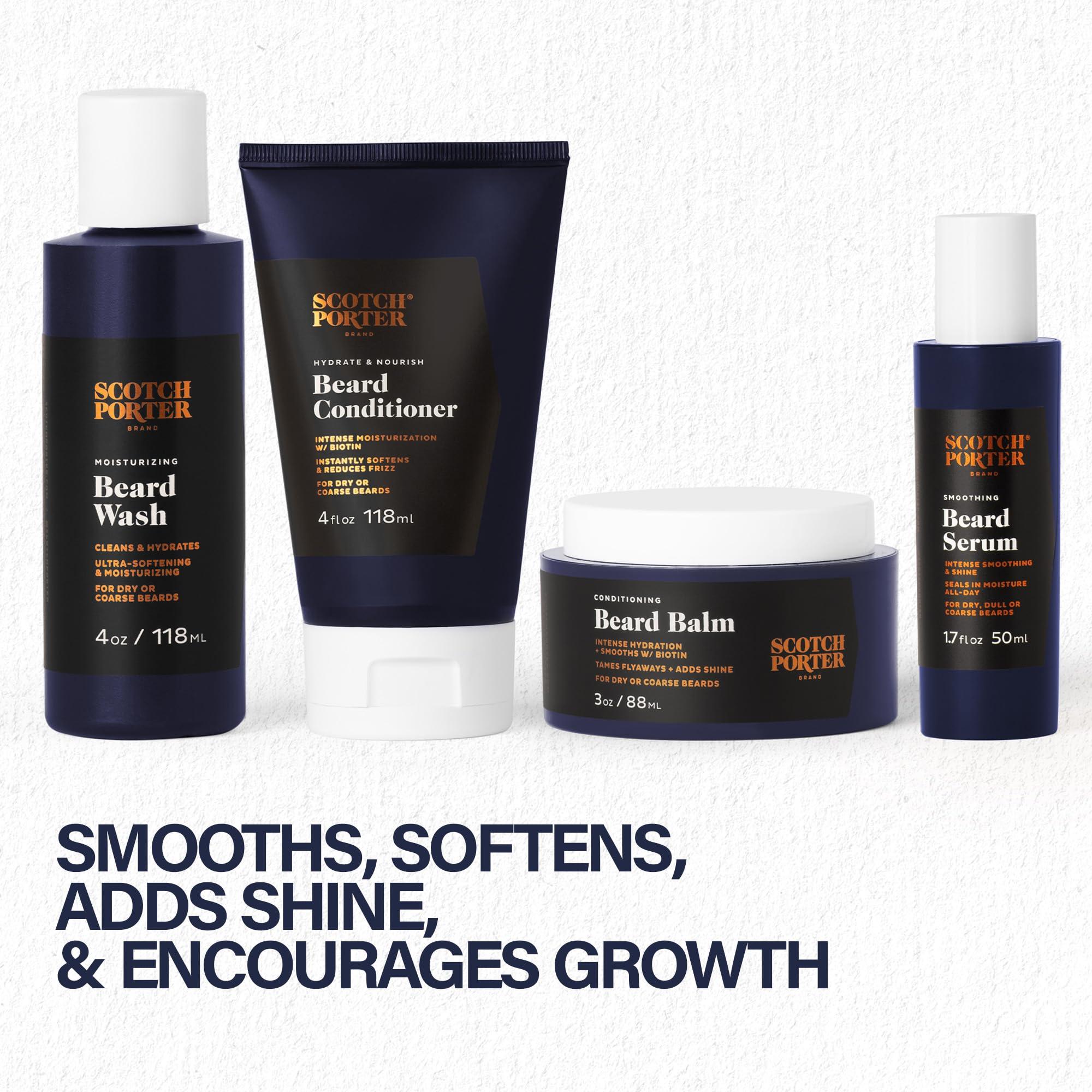 Scotch Porter Scotch Porter Beard Care Kit Cleanse, Moisturize, Soothe & Style Coarse, Dry Hair while Encouraging Growth for a Fuller/Healthier-Looking Beard Includes Wash, Conditioner, Serum, Balm & Brush