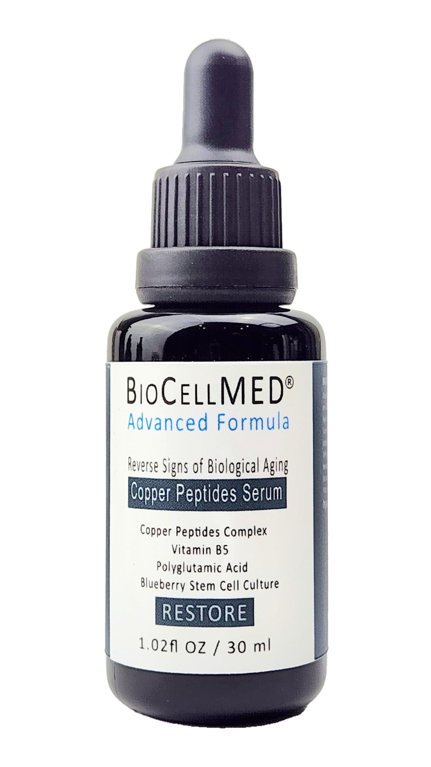 BIOCELLMED GHK-Cu Copper Peptide Serum For Face (Stem Cell Serum for Face Enriched with GHK-Cu) Full Size:1.0oz / 30ml