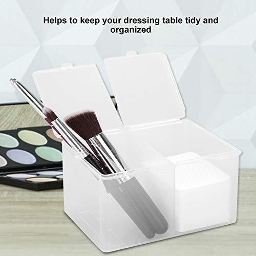 Sonew 2 Grids Storage Box, Multipurpose Cosmetic Organizer, Waterproof, Dustproof, Space Saving, Multifunction Transparent Storage Pads Swabs Container