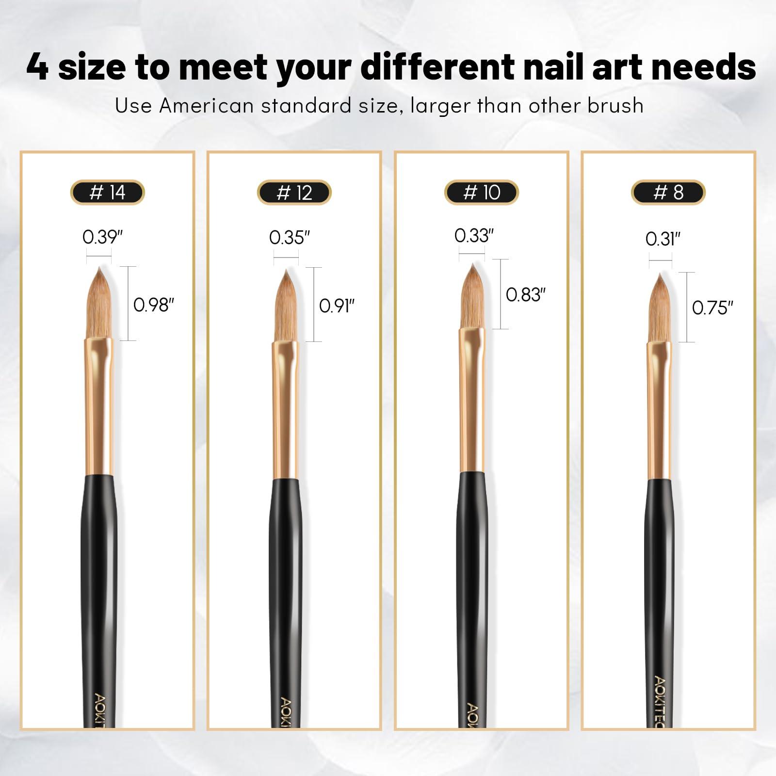 Aokitec Aokitec 100% Kolinsky Acrylic Nail Brush for Acrylic Powder,Size 10 Nail Brush for Acrylic Application,Oval Sable Nail Art Brush, Manicure Pedicure Tool