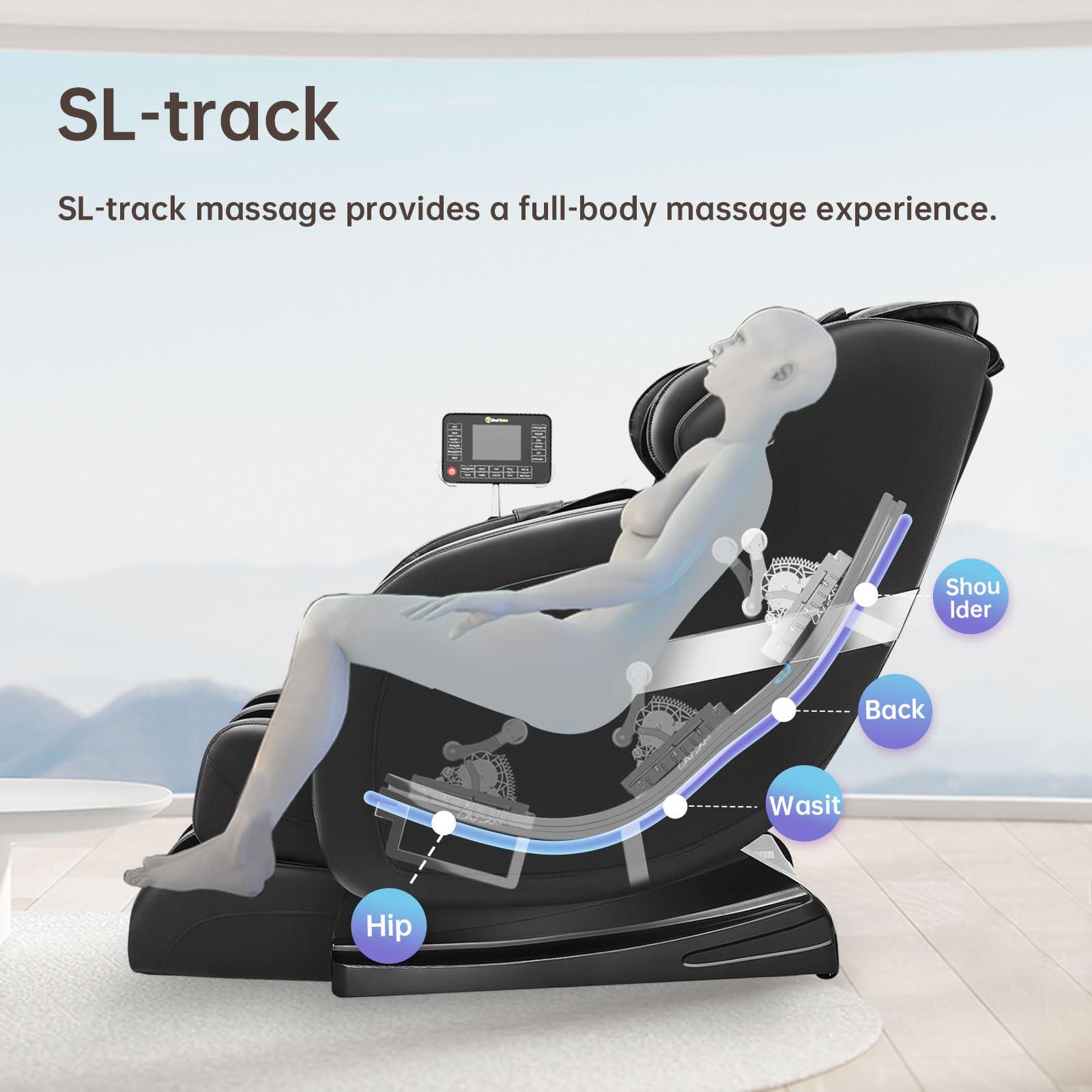 Real Relax Real Relax Massage Chair, SL Track Full Body Zero Gravity Massage Chair Recliner with App Control, Favor 05 (Black)