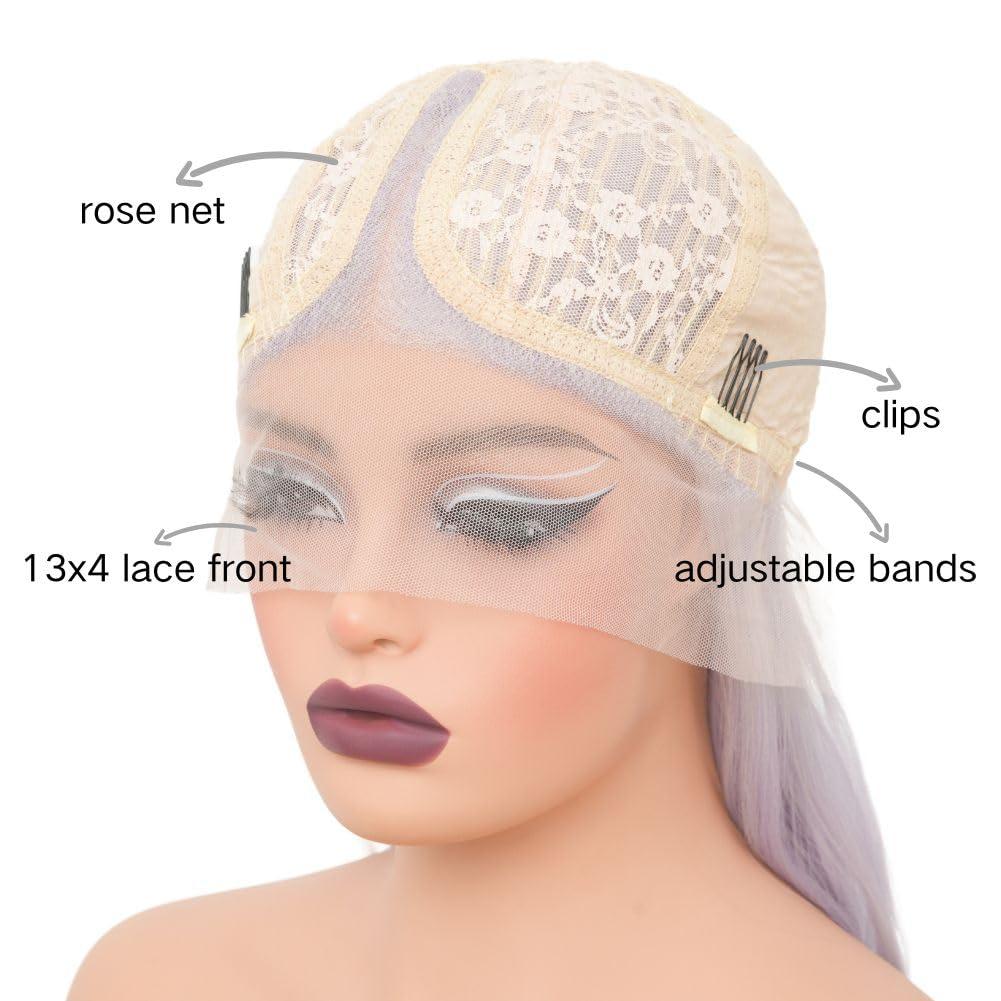 Siudus Siudus Purple Lace Front Wigs for Women Natural Long Curly Wavy Synthetic Heat Resistant Fibre Hiar Wig for Halloween Daily Use