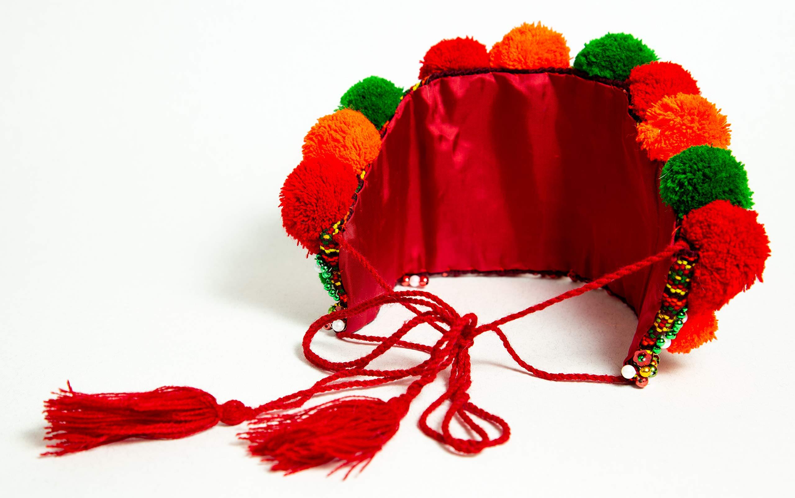 Rushnichok Ukrainian Wedding Chiltse Kokoshnik Traditional Easter Headdress Wreath Vyshyvanka Style Handmade Beaded (Green Orange)