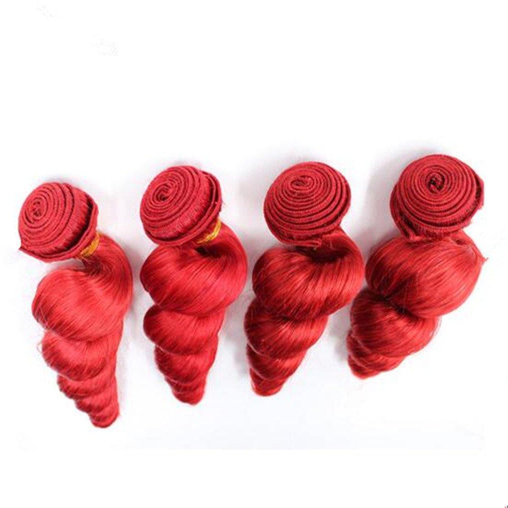 Ruma Hair Ruam Hair 8A 3/4Pcs Full &Thick Red Malaysian Loose Wave Curly Virgin Human Hair Weave Weft Extensions 3/4 Bundles Lot 100G/Pc Mixed Lengths 10-30'' Stock (24 24 24 24)