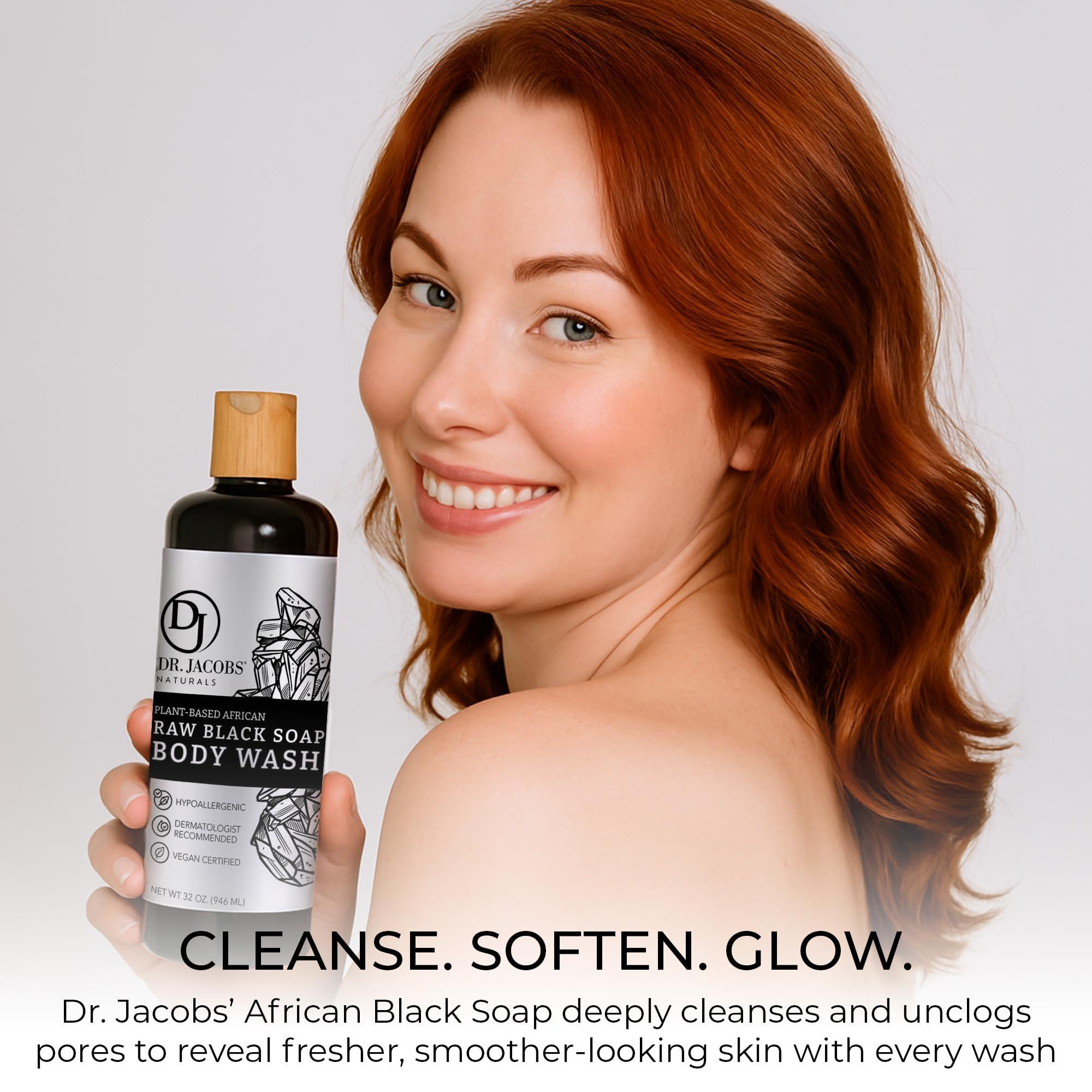 DR.JACOBS NATURALS Dr Jacobs Naturals Authentic African Raw Black Soap, All-In-One Cleanser for Face Wash, Sensitive Skin Body Wash, Shampoo, Shaving Soap | Shea Butter Moisturizing and Nourishing Formula | 16oz 2pk