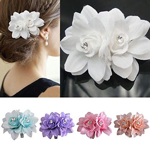 Broadfashion Bridal Flower Hair Clip Pin for Wedding Prom Party Girl Women (Orange)