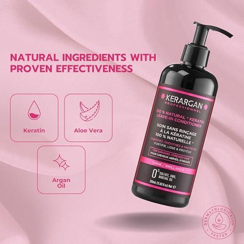 KERARGAN KERARGAN - Ultra Repairing Daily Leave-In Keratin Treatment for Stressed Hair - Protection and Shine - Aloe Vera, Argan Oil - Sulfate-Free, Non-GMO, No Mineral Oil - 11.8 Fl oz