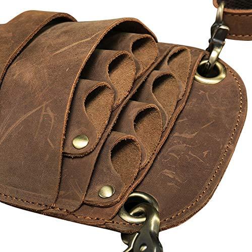 boshiho Scissors Pouch Cowhide Leather Salon Barber Hairdressing Scissors Holster Hair Stylist Tools Bag Comb Shear Holster Waist Shoulder Belt (Brown)