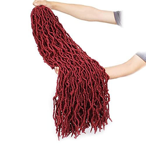 ZRQ ZRQ 30 Inch Faux Locs Crochet Hair, 6 Packs Pre-looped Red Goddess Locs Croceht Braids Synthetic Curly Wavy Burgundy Soft Locs Crochet Hiar Extensions BUG#