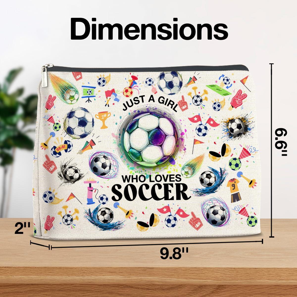 YeleY YeleY Soccer Lovers Gifts Makeup Bag Gift Soccer Gifts for Soccer Players Team Fans Just a Girl Who Loves Soccer Cosmetic Makeup Bag