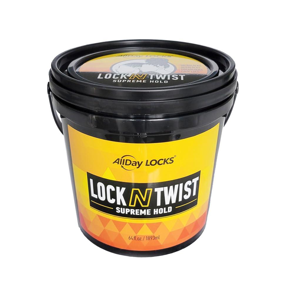 Hairobics Unimited LLC AllDay Locks Lock N Twist, Locking Gel, Retwists Locks, Supreme Hold, Smooths & Tames Frizz, Flake-Free, Soft Finish, 64oz Bucket