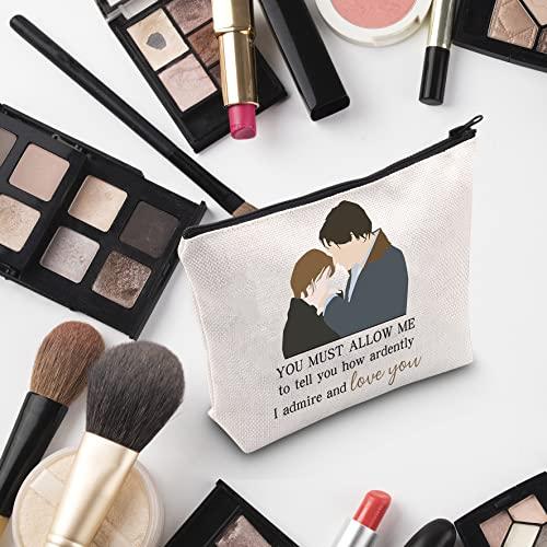 G2TUP G2TUP J Austen Gift Mr Darcy Makeup Bag Elizabeth Bennet Cosmetic Bag Classic Literary Gift Bookworm Gift Book Club Gift (Mr Darcy White Bag)