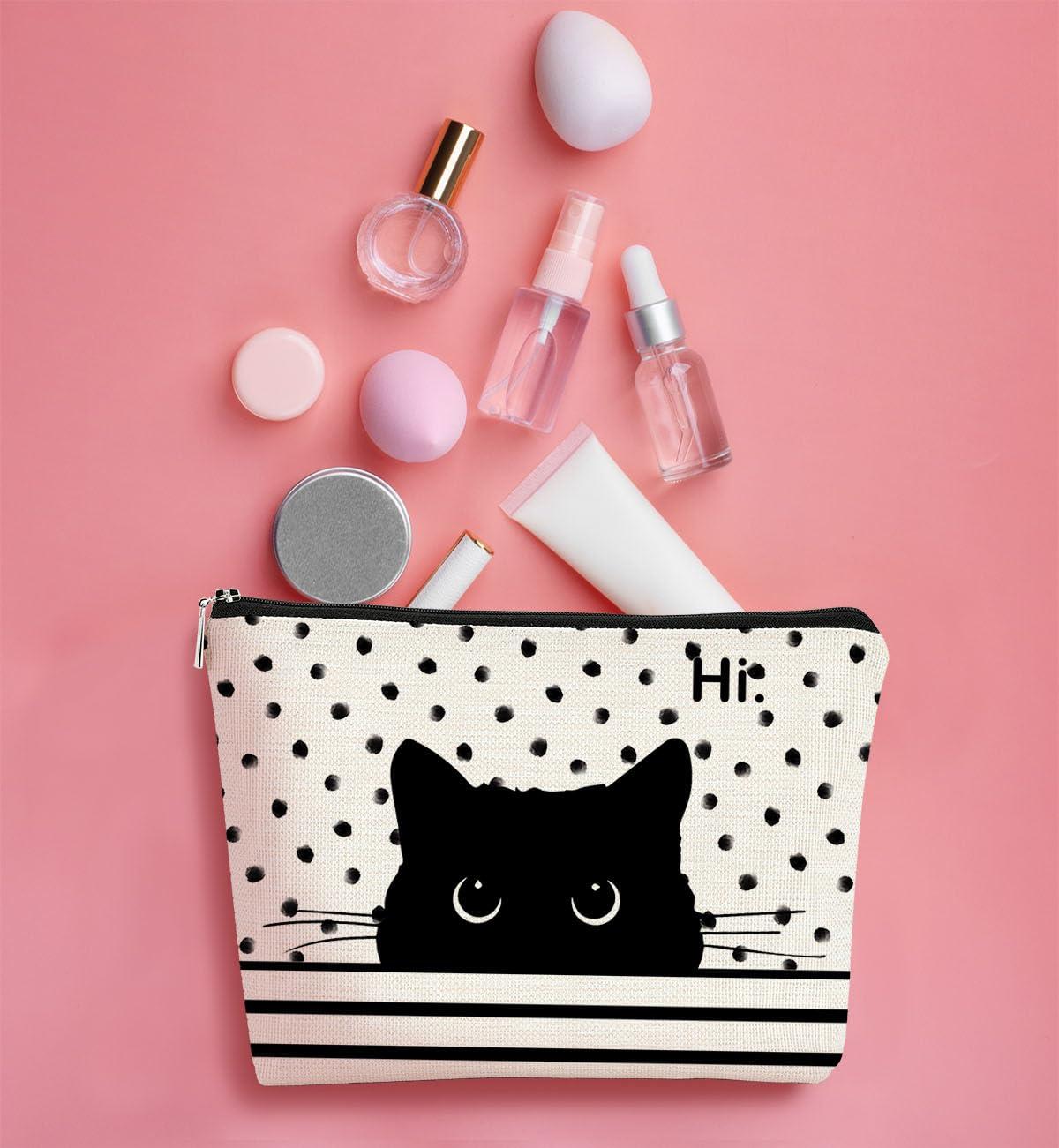 BARPERY BARPERY Cat Makeup Bag,Cat GiftsBlack Cat Purse,Gifts For Cat Lovers,Small Cute Makeup Bag Cosmetic Bag For Women Teen Girls,Birthday Gift,Cat Owners Gifts,Cat Lady Gifts For Women(Polka Dot)