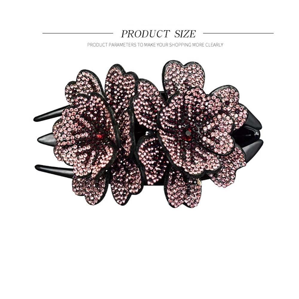 Generic Rhinestone Flower Hair Clips Duckbill Clip Ponytail Holder Diamond Hair Barrettes for Women Girls Thin Thick Long Hair Accessories(G)