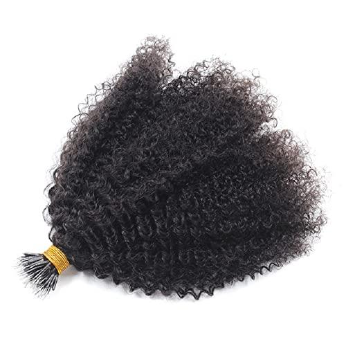 Black Beauty Wig Microlink Nano Ring I Tip Human Hair Extension Afro Kinky Curly Brazilian Remy Nano Ring Micro Beads Human Hair Extension 100g 100strands (20inch 100strands, Natural Black)