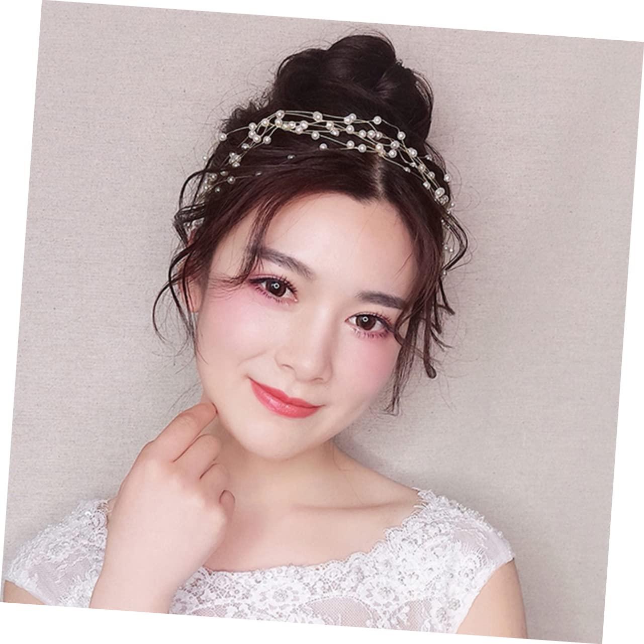 NOLITOY NOLITOY Wedding Headpiece Hair Ribbons Wedding Hair Accessories Bridal Hair Accessories Bridal Headdress Bridal Headpiece Pearl Headband Wedding Headband