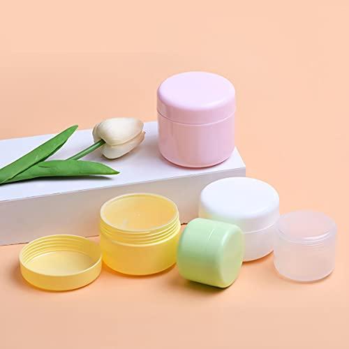 Dlibuy DLIBUY 12 Pieces Empty 100ml Yellow Plastic Cosmetic Jars with Screw Lid 10g Small Containers with Inner Seal for Homemade Cosmetic Cream Salve Lip Balm Travel Storage Pot, 5x Spatula