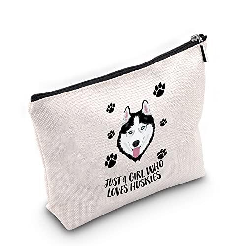 MBMSO MBMSO Husky Makeup Bag Husky Lover Gifts for Women Just a girl Who Loves Huskies Cosmetic Bag Siberian Husky Owner Gifts for Husky Mom Zipper Pouch Travel Case (Husky)