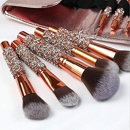JMKJMJP JMKJMJP 10Pcs Luxury Makeup Brush Set Diamond Rivet Handle Design Crystal Makeup Brush For Face And Eye Makeup Brush Professional Foundation Concealer Eye Shadow Makeup Tool, Brown(Brown)