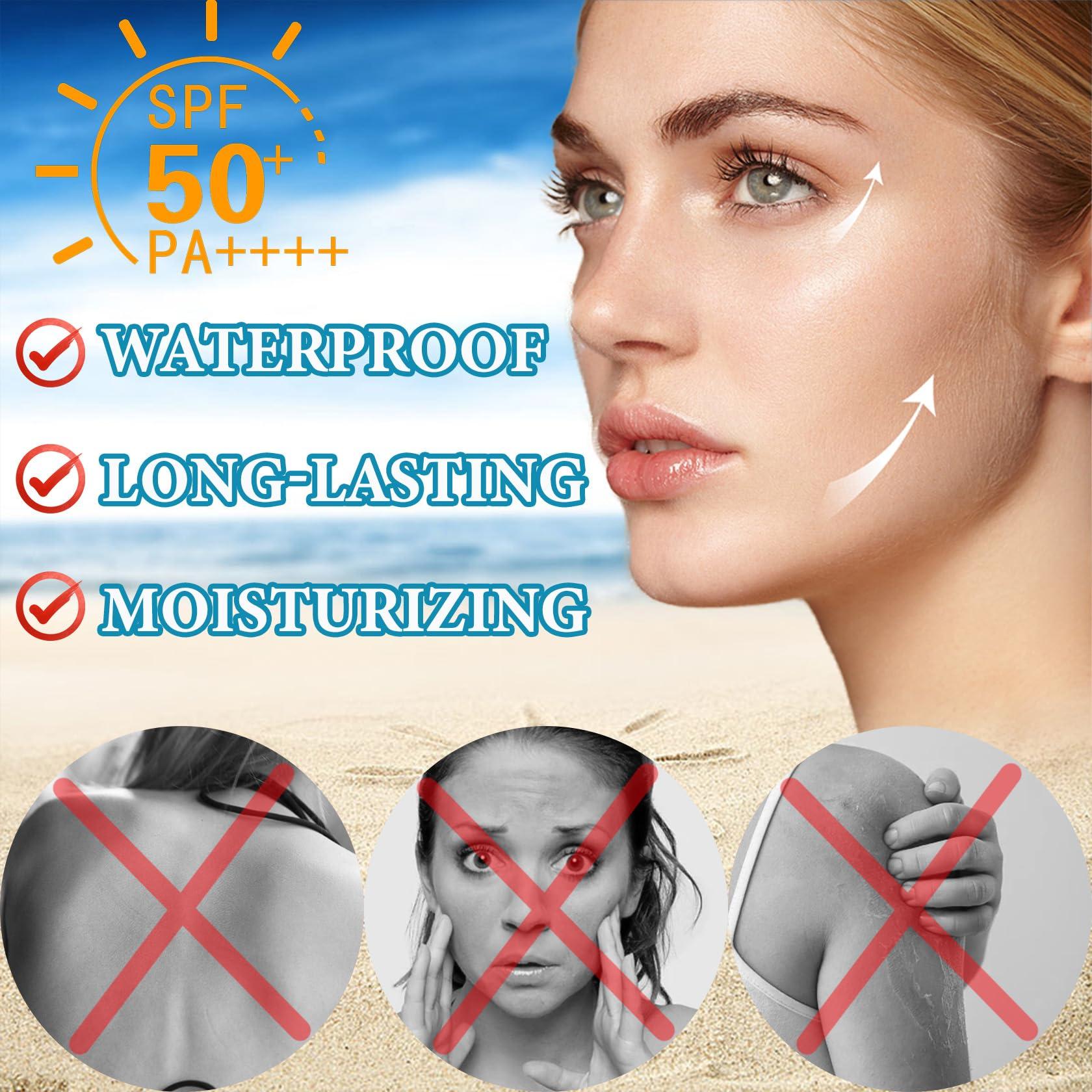 Fusang 2 PCS Face Sunscreen Stick,SPF 50+ Sunscreen Stick Face,Oil Control Lightweight Sunscreen Face Stick,Matte Stick Sunscreen for Face