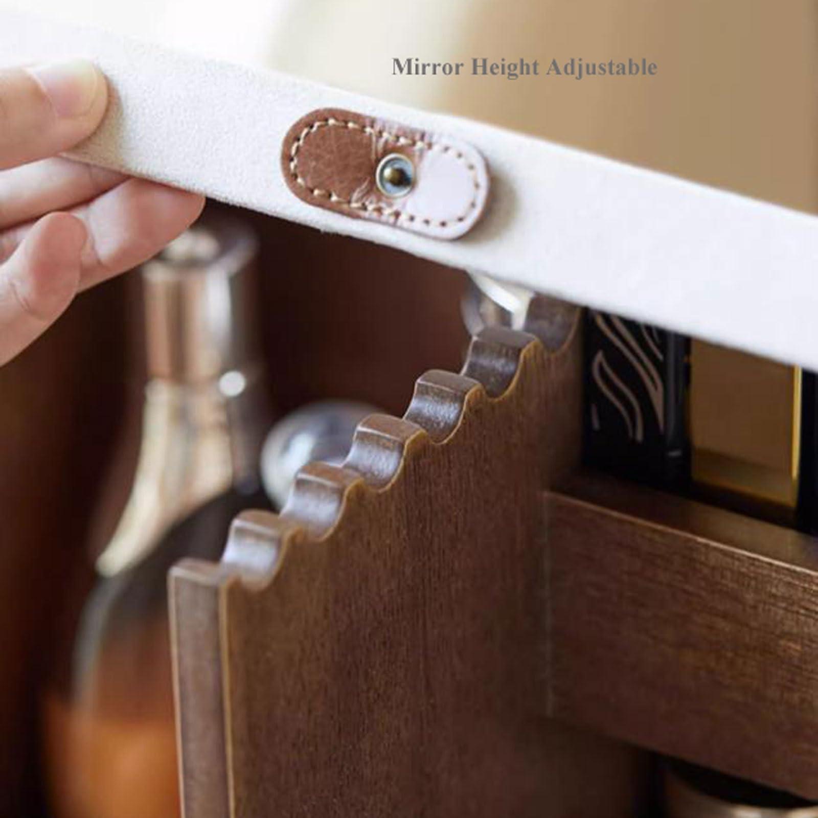 CLoxks makeup organizer Wood Makeup Cosmetic Storage Organizer Box Cabinet with Drawers and Makeup Mirror, Multi-Function Cosmetic Large Capacity Make up Shelf Cosmetics Organizer Box, for Skincare, Lipstick