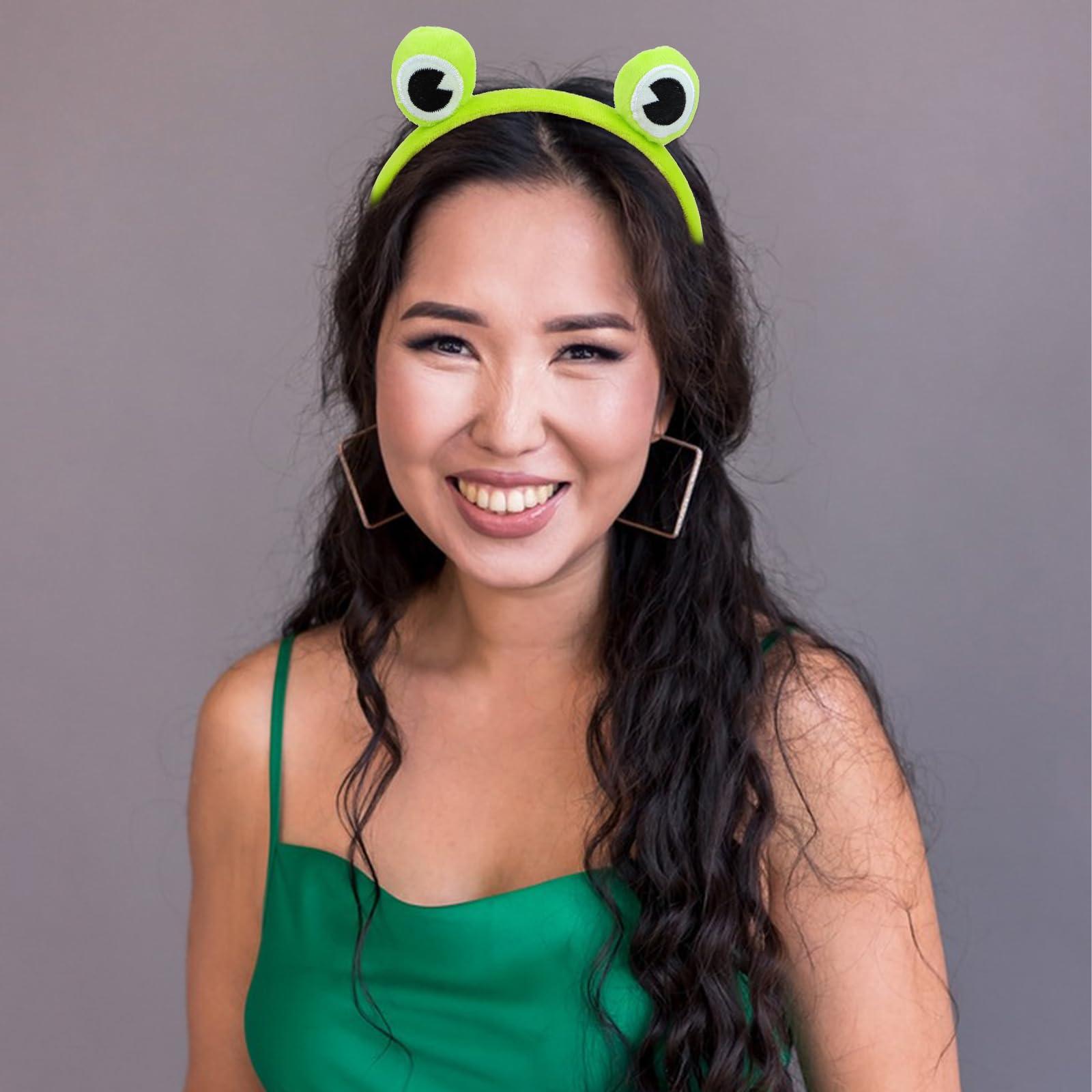 GAFATORY GAFATORY Frog Eyes Green Headband for Girls Cute Spa headband for Women Animal Headband for Makeup Hair Band Cosplay Costume Zoo Gifts Halloween Headband Funny Jungle Headbands for Skincare