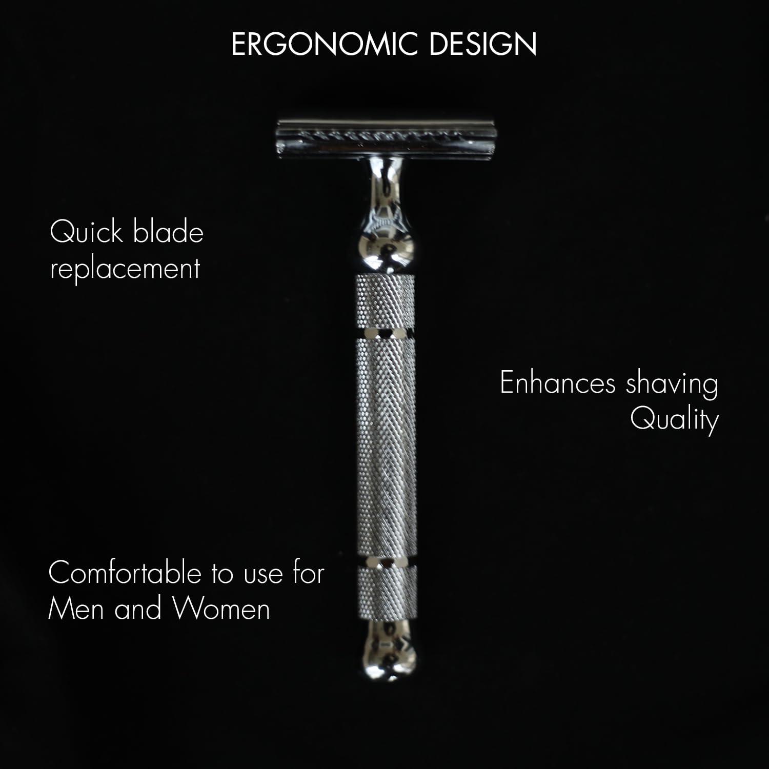 Pink Woolf Pink Woolf Classic DE Safety Razor (Chrome) CC87, Good for Beginner Shaver, Ideal Gift for Men