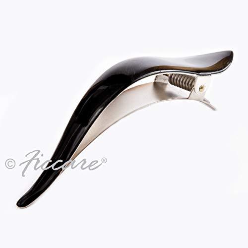 Ficcare Ficcare Maximas Hair Clip Black with Silver, Medium 4.5"