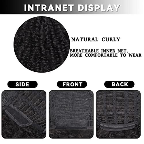 Xinran Xinran Black Curly Afro Wig for Women, Kinky Black Curly Wigs for Women, Natural Synthetic Curly Wig with Bangs