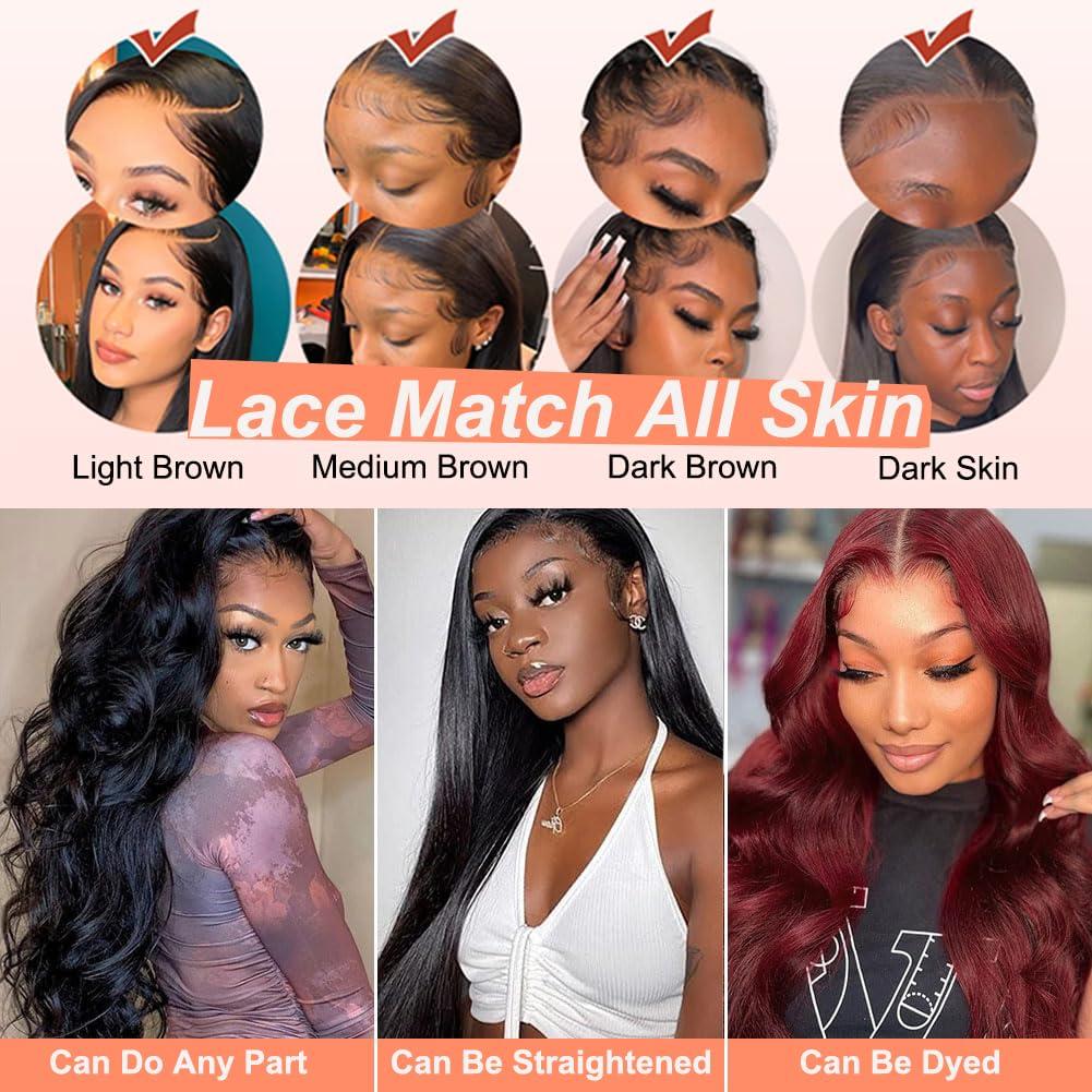 HOT STAR HOT STAR 250% Density 13x6 Lace Front Wigs Human Hair Body Wave HD Transparent Lace Frontal Wigs 100% Human Hair Glueless Wigs Human Hair Pre Plucked for Black Women 32 Inch