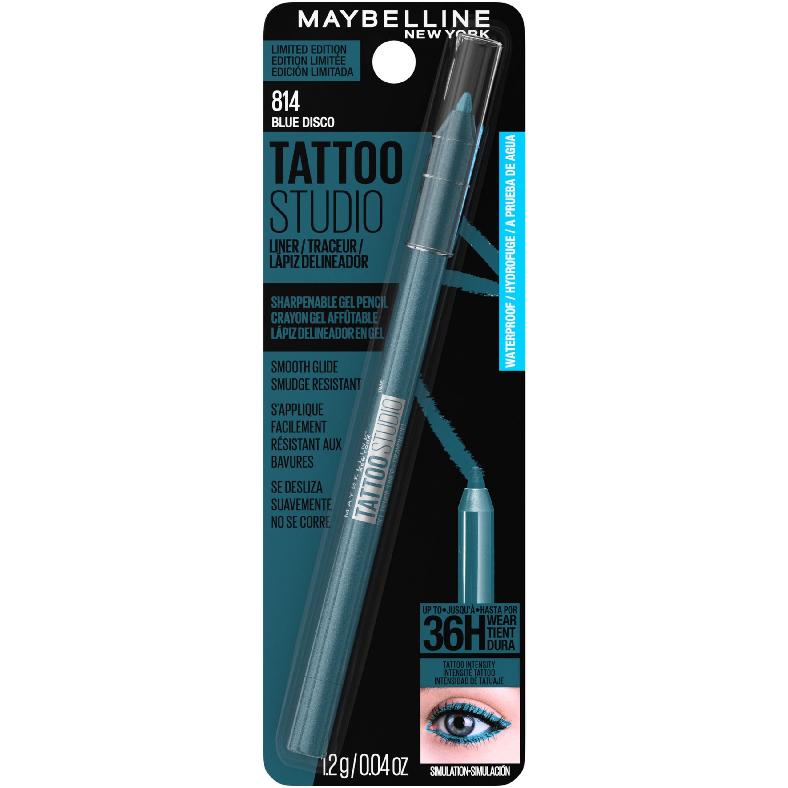 MAYBELLINE MAYBELLINE Tattoo Studio Sharpenable Eyeliner Pencil, 36 Hour Wear, Waterproof, Blue Disco, 1 Count