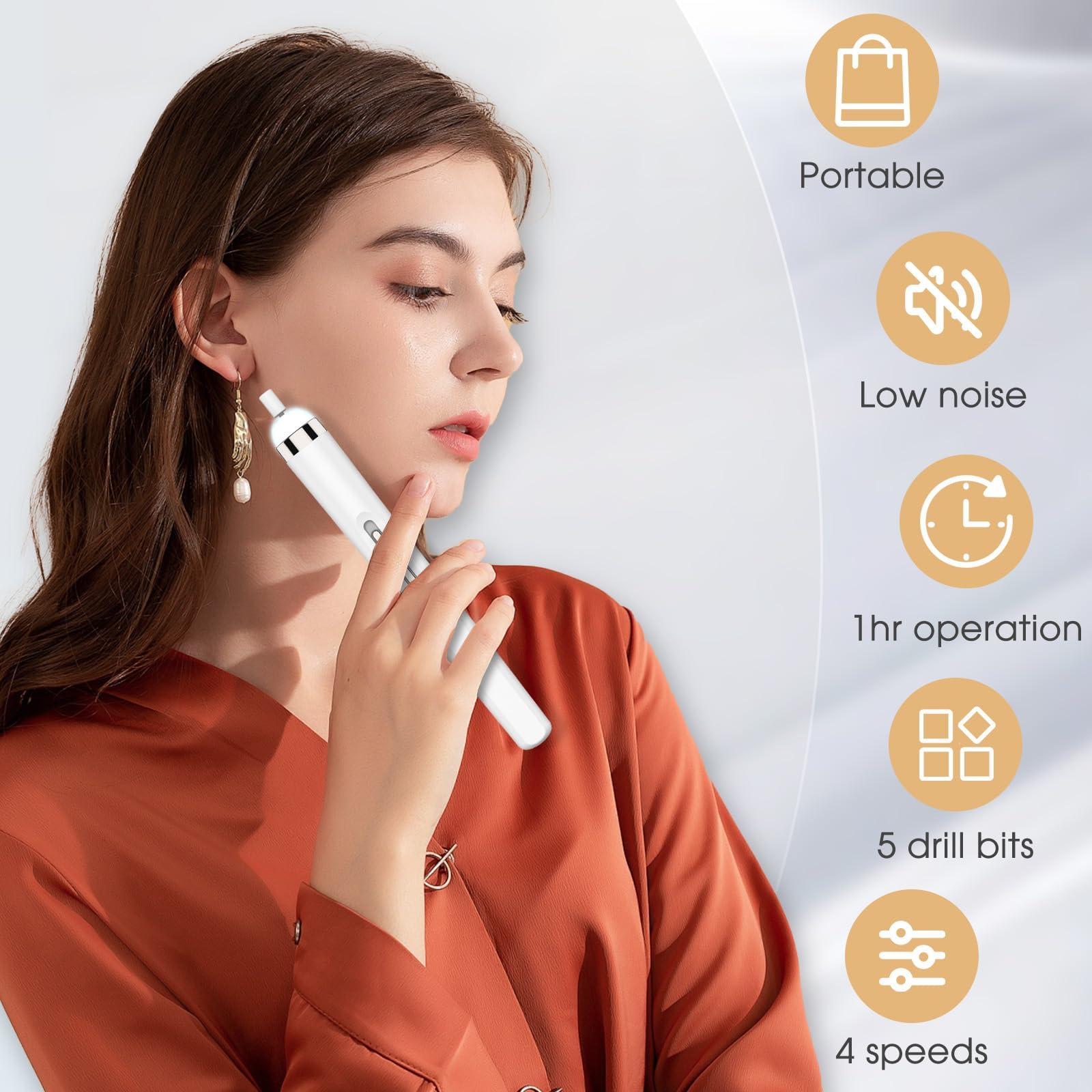 MMK MMK Electric Nail Drills with LED Light5 in 1 Electric Nail FileProfessional Pedicure Tools for Feet4 Speed Cordless Nail Drill Care Hand and Foot Electric Remover Care Your Skin and Nail White