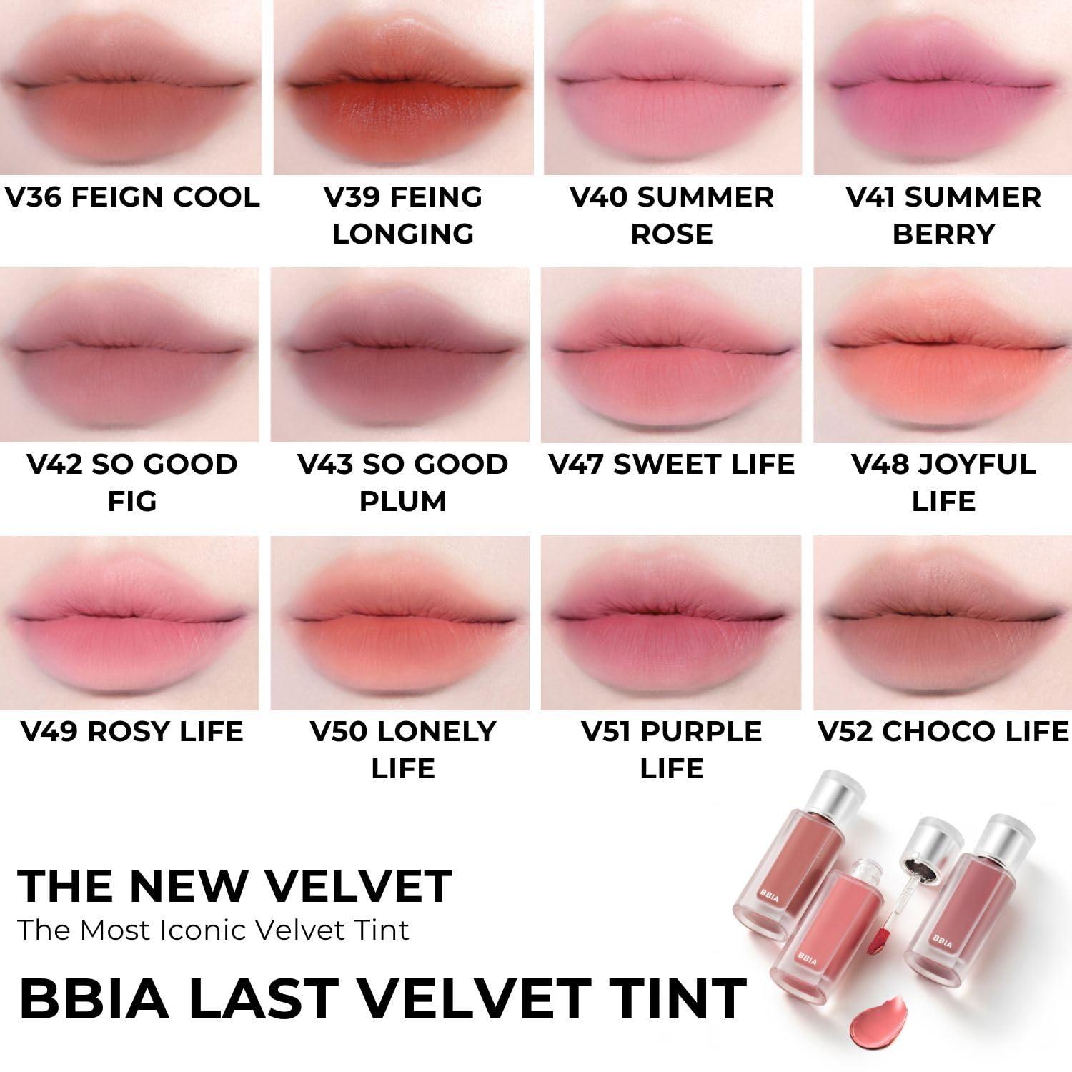 BBI@ BBIA BBIA Last Velvet Tint MLBB Edition - Soft Creamy Matte Finish Lip Stain, Blur Effect & Velvety Texture, Long-Lasting, High Pigment, Non-Drying, Vegan, Korean Lip Makeup (V49 ROSY LIFE, Pack of 1)