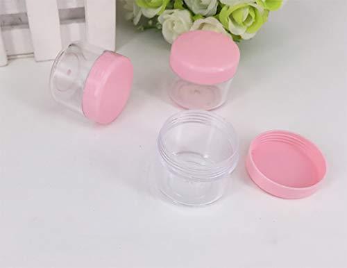 BesYouSel 20g Mini Cosmetics Botte Empty Makeup Plastic Bottle with Pink Lid (15PCS) Plastic Container Jar with White Lid (15 PCS) for Eye Shadow, Lotion, Lip Gloss,Cream