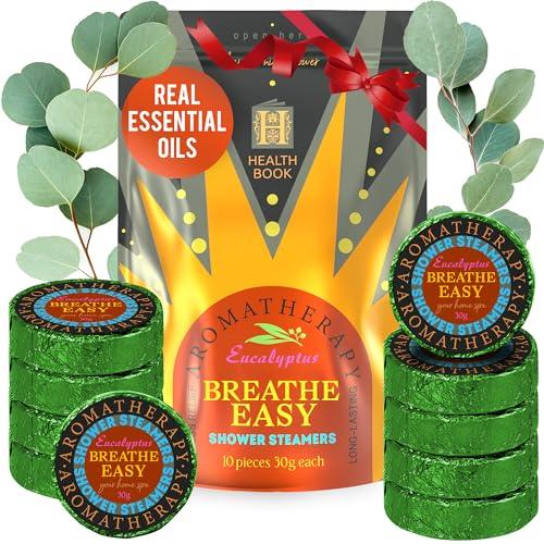 Health Book Eucalyptus Shower Steamer - Shower Steamers Aromatherapy - Shower Bomb for Sinus Relief - Shower Tablets Eucalyptus Gifts for Women - Shower Steamers for Women & Men - 10pk