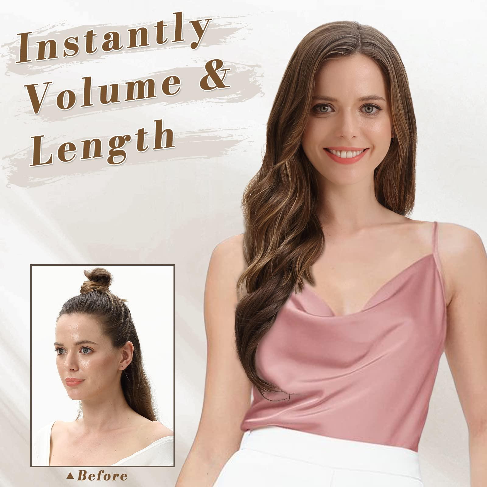 BARSDAR BARSDAR Black Brown Clip in Hair Extensions- 20 Inch Long Wavy Clip in Hair Extensions for Women - 5PCs Thick Soft Synthetic Clip in Hairpieces Daily Party Halloween - Black Brown