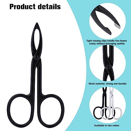 KALIONE 2 Pieces Tweezers Scissor Handle Straight Tip Eyebrows Tweezers Scissors Shaped Eyebrow Plucker Tweezers for Facial Hair Plucker Remover Eyebrows Care