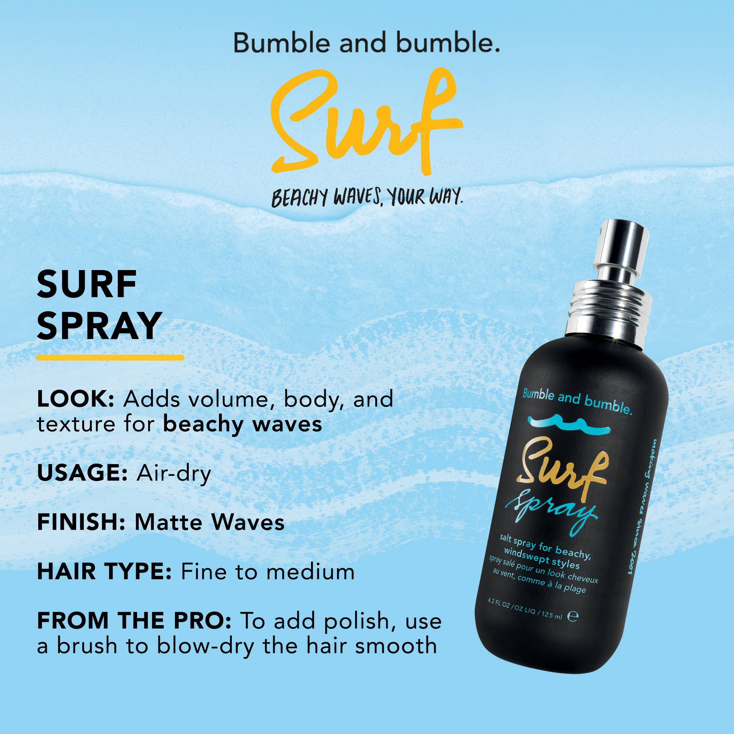 Bumble and bumble. Bumble and bumble Surf Sea Salt Spray | Volumizing | Adds Texture + Matte Finish, Wavy Straight, 4.2 fl. oz.