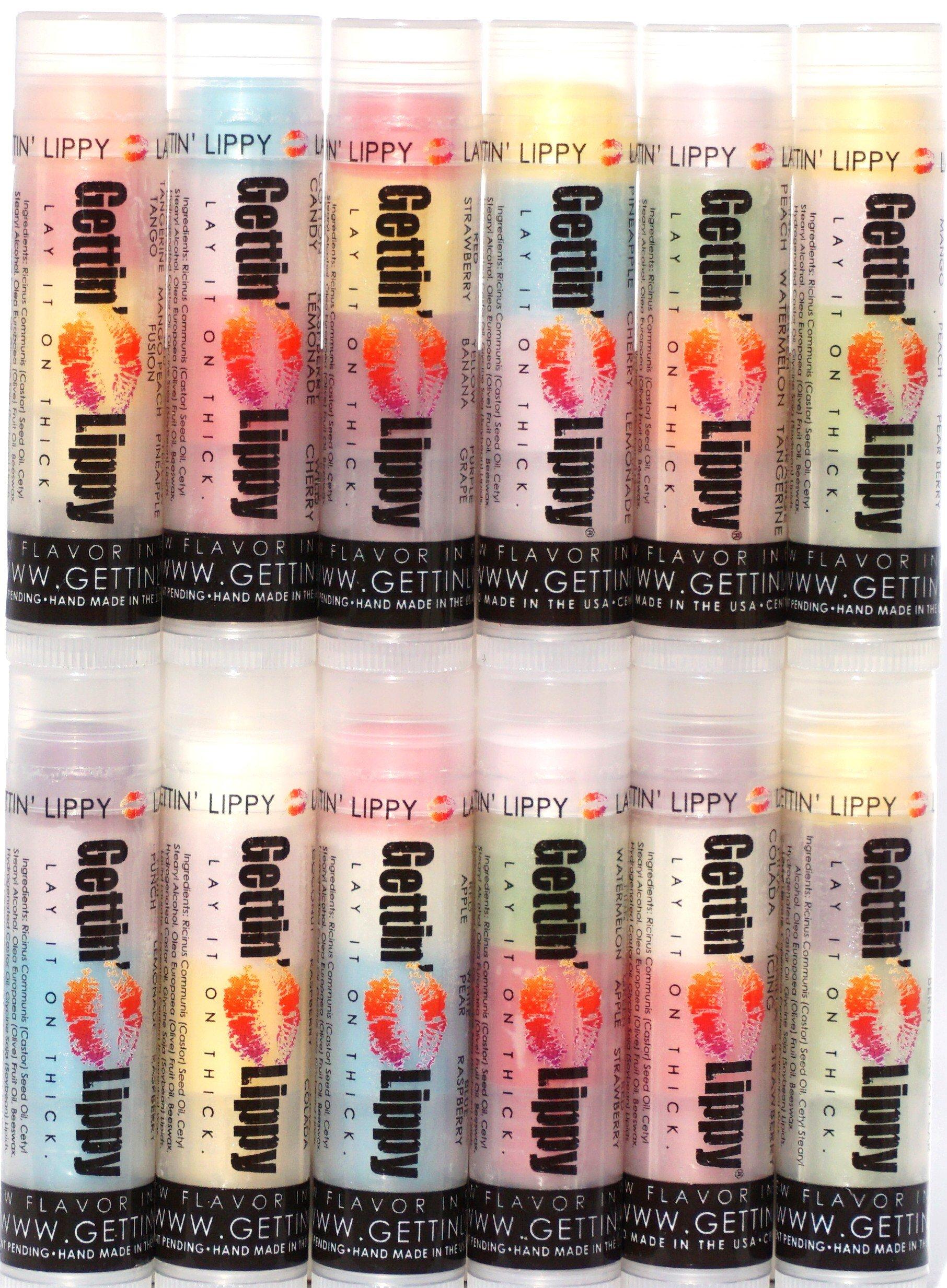 Gettin Lippy Flavored Lip Balm (multi-colored, multi 12 pack)