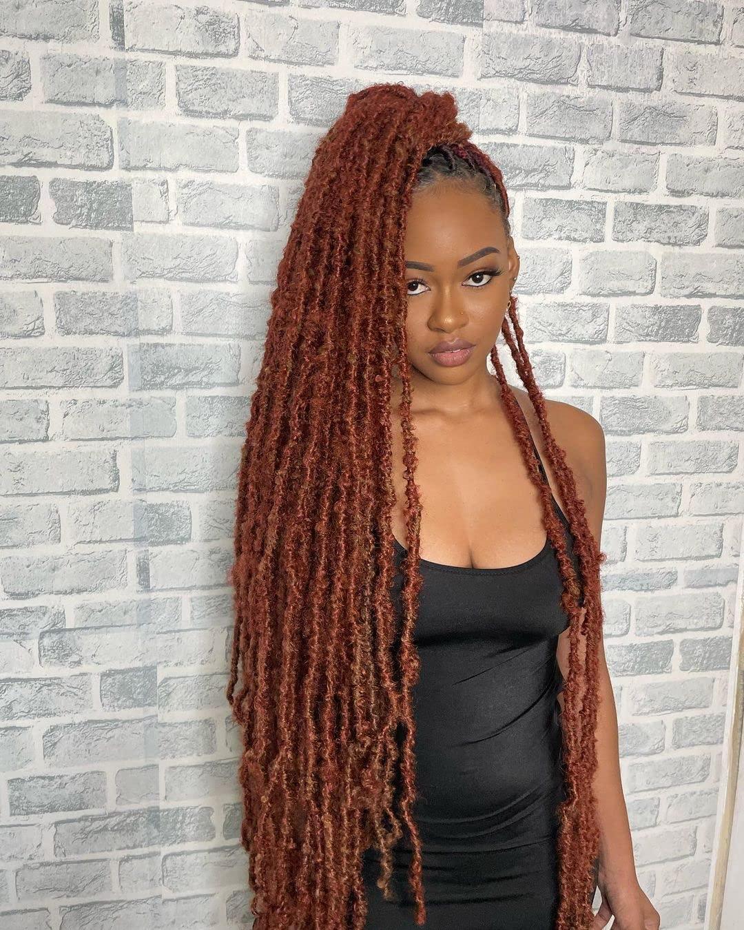 LocsGuard LocsGuard Ginger Faux Locs Crochet Hair Soft Locs 18 inch 7 Packs Natural Butterfly Locs Crochet Hair For Black Women Goddess Locs Crochet Hair (18 Inch (Pack of 7), 350#)