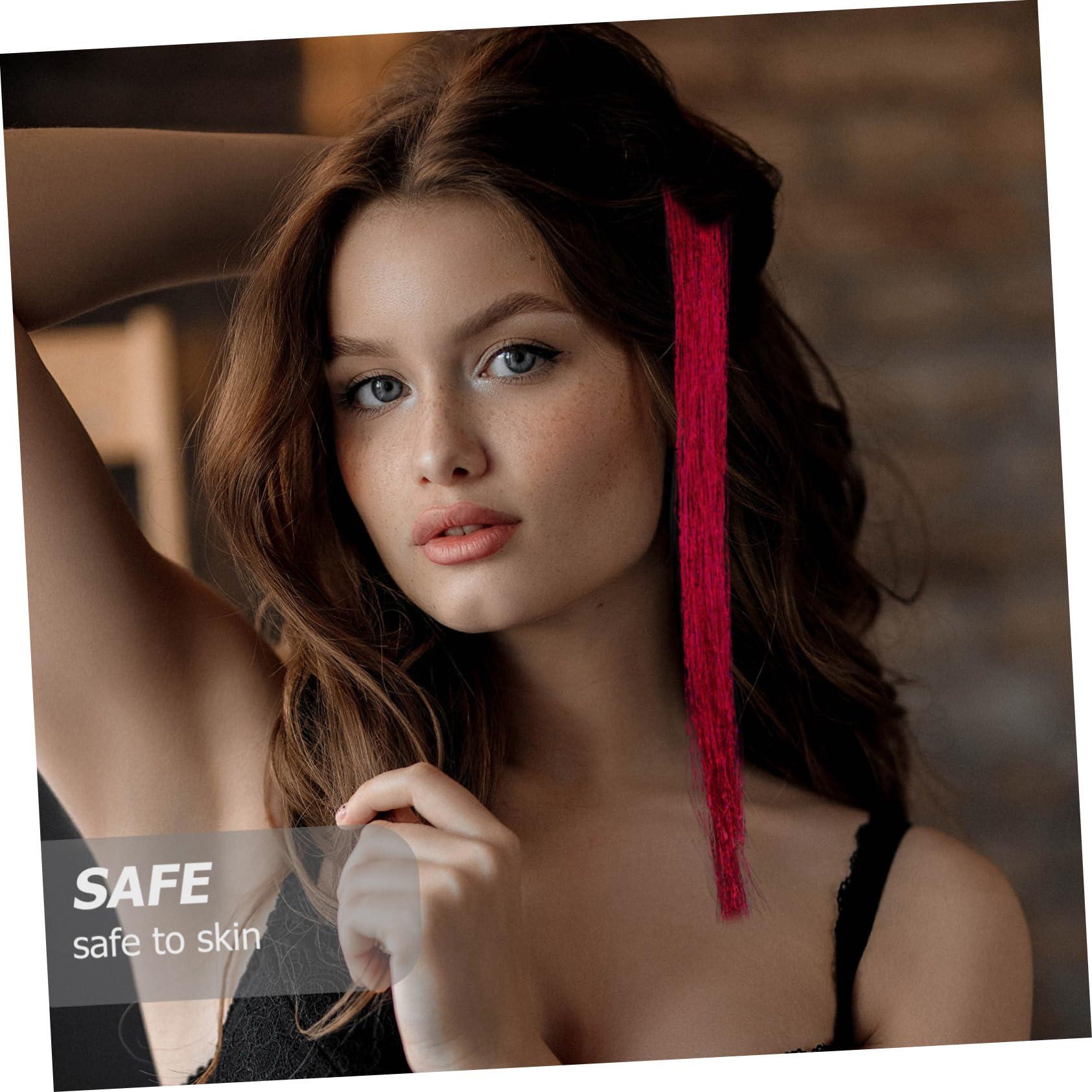 Baluue Baluue Fairy Hair Tinsel Kit Hair Tinsel Extensions Glitter Tinsel Tool Hair Glitter Strands Hair Decorations for Women