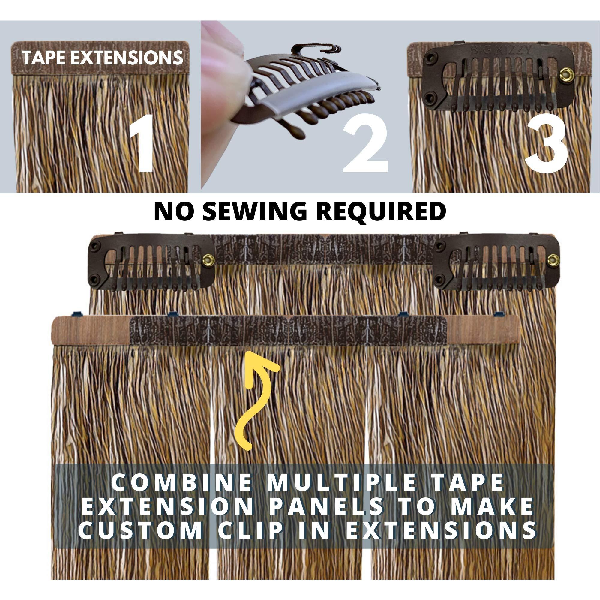 Big Kizzy DIY Clip In Hair Extensions Kit - Convert Tape In Human Hair Extensions into Custom Clip in Set - Snap Clips, No Sewing Required - Kizzy Clips (Black) by Big Kizzy