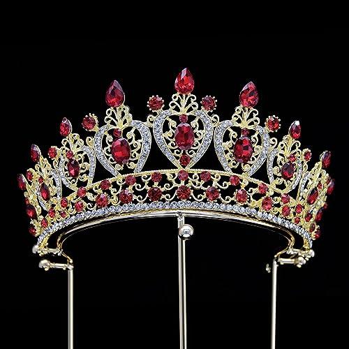 CarXs European and American bridal crown headdress Baroque color crystal wedding Crown Princess headdress queen crown bridal headdress crystal barrettes