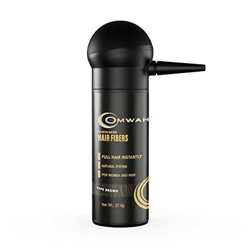 OMWAH OMWAH Natural Hair Fibers for Thinning Hair - 2-in-1 Kit 27.5g Bottle - Natural Undetectable Thick Hair Fibers & Spray Applicator Pump Nozzle, Conceals Hair Loss (Dark Brown)