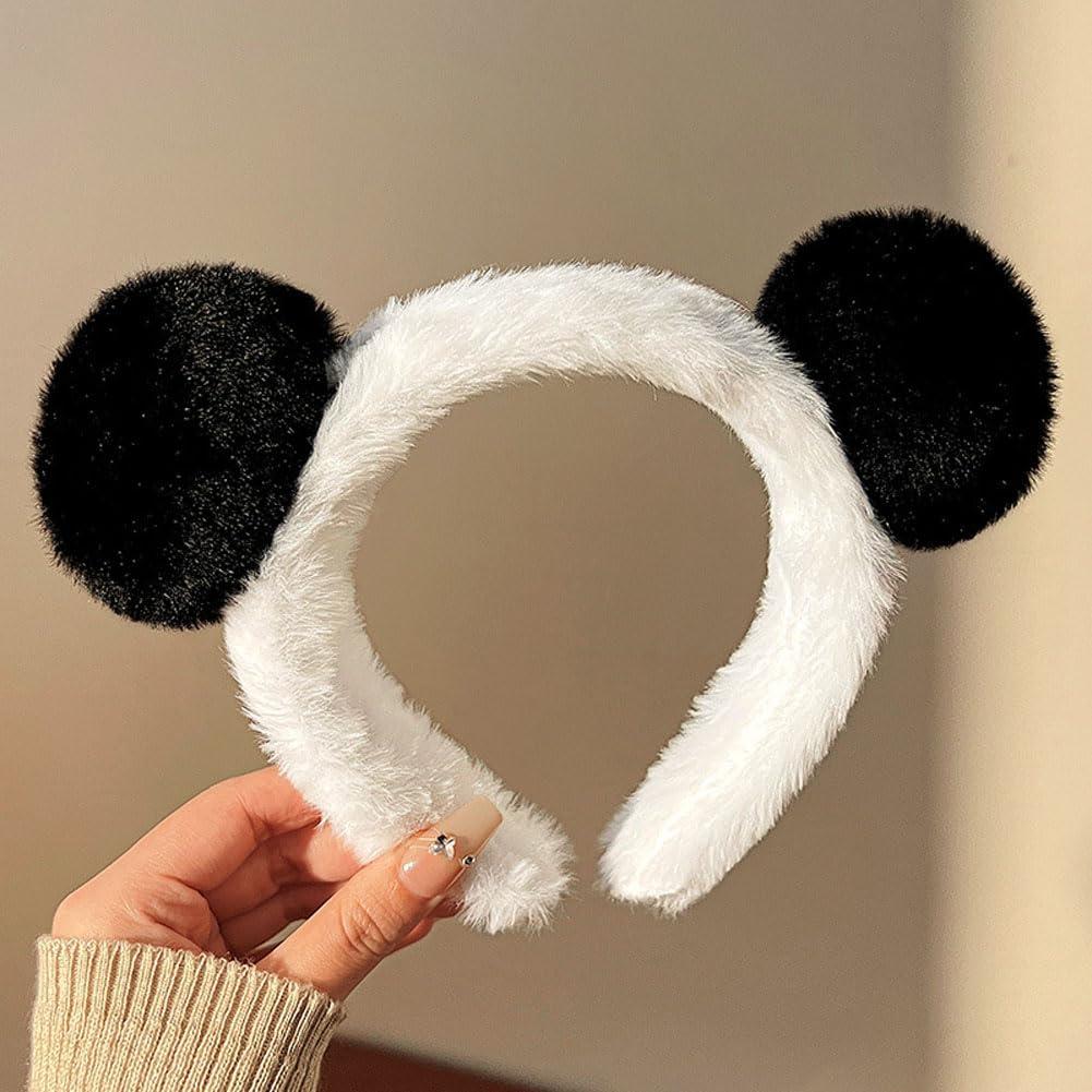 VASANA VASANA Panda Ears Headband and Hair Hoop Sets Cute Coral Fleece Elastic Hairband Washing Face Spa Mask Hair Wraps Beauty Skincare Animal Headband for Girls Women