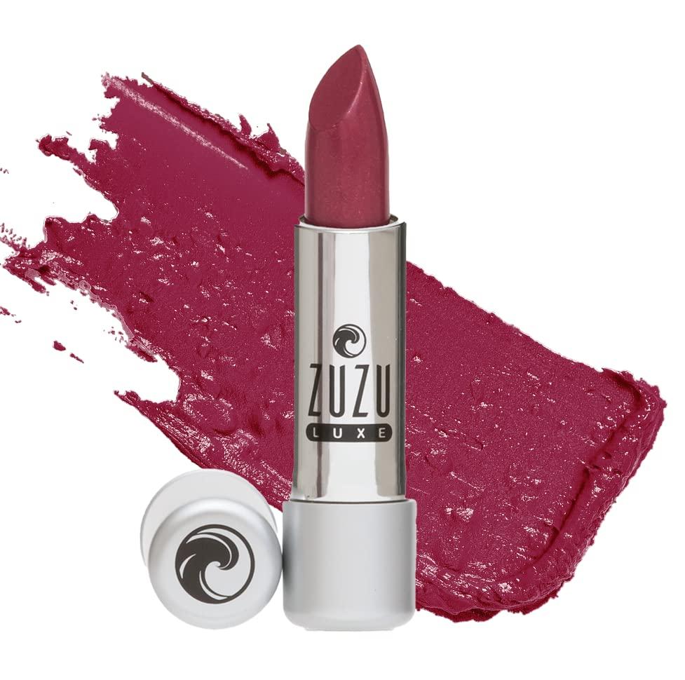 Zuzu Luxe Zuzu Luxe Lip Color Lipstick (Indulgence - Reddish Plum/Warm Shimmer), Natural Ultra-Hydrating Lipstick, Paraben Free, Vegan, Gluten-free, Cruelty-free, Non GMO, 0.13 oz