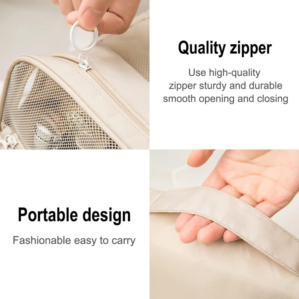 SRVR SRVR Hanging Travel Toiletry Bag, Toiletry Bag for Women Toiletry Bags with Hanging Hook (Beige)