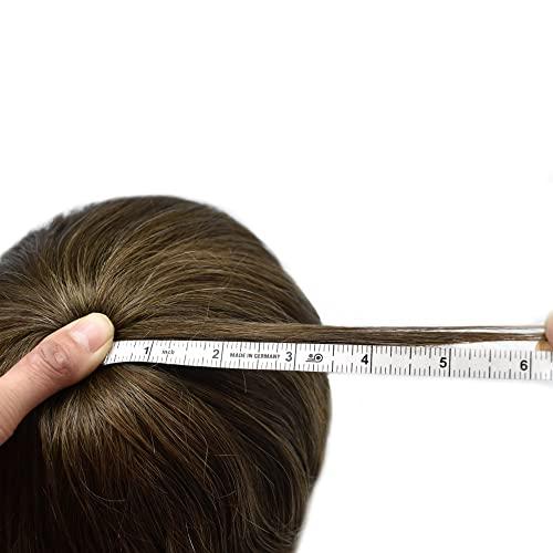 Hair Wonders Full Swiss Lace Mens Hair System Human Hair Mens Toupee Hair Pieces For Men Hair Toupee For Men Hair Replacement System For Men8x10 light to Medium density#410 MEDIUM BROWN+10% GREY